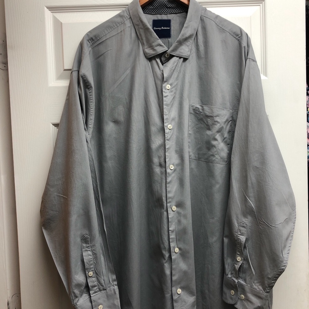 Tommy Bahama Light Gray Long-Sleeve Button-Up Shirt